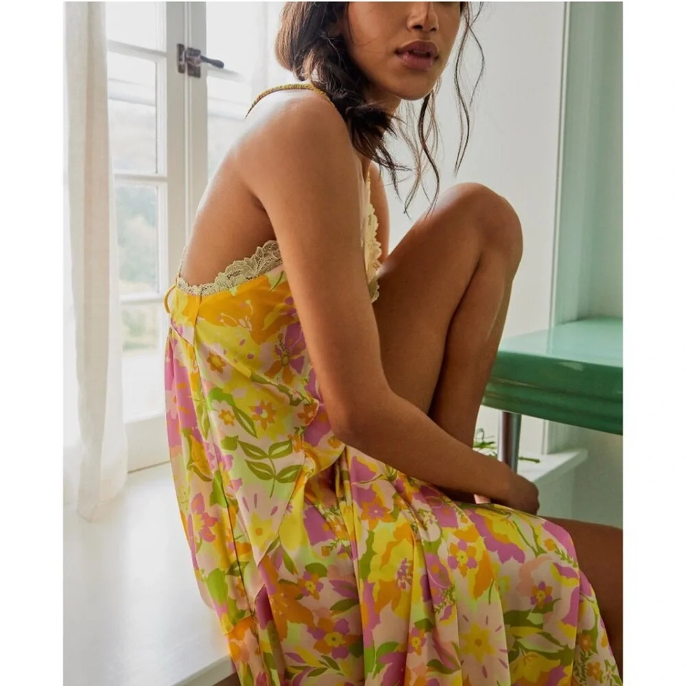 Free People A Bloom Floral Maxi slip in Yellow and Pink - Picture 3 of 10